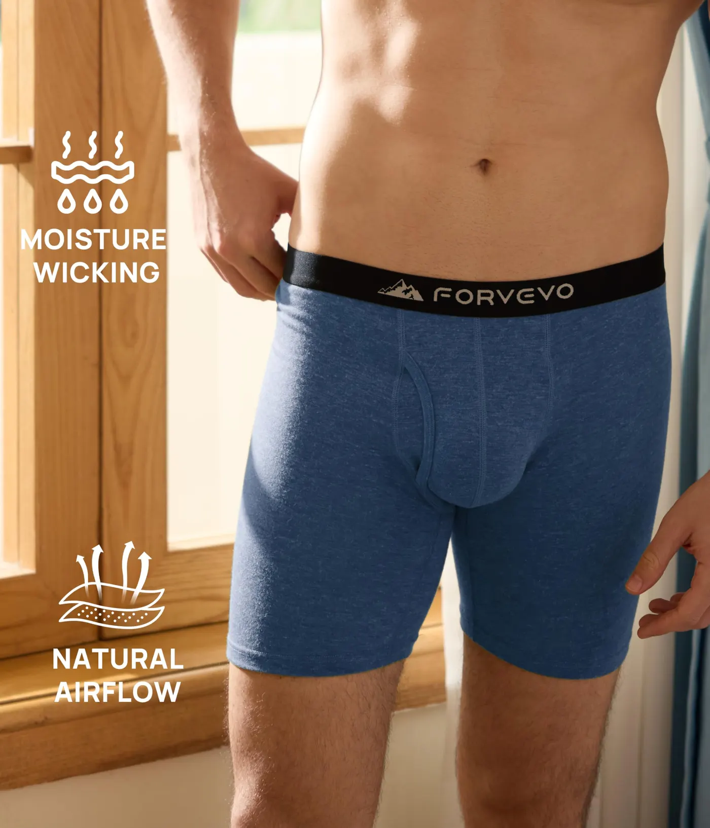 Merino Wool Underwear Mens Moisture Wicking Boxer Briefs 6 Pack, photograph 5 of 6